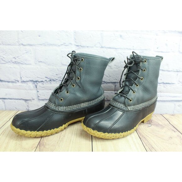 LL Bean Bean Boots 8" Fleece Lined Insulated Black Gum Slate Plaid 10 M - Picture 2 of 10